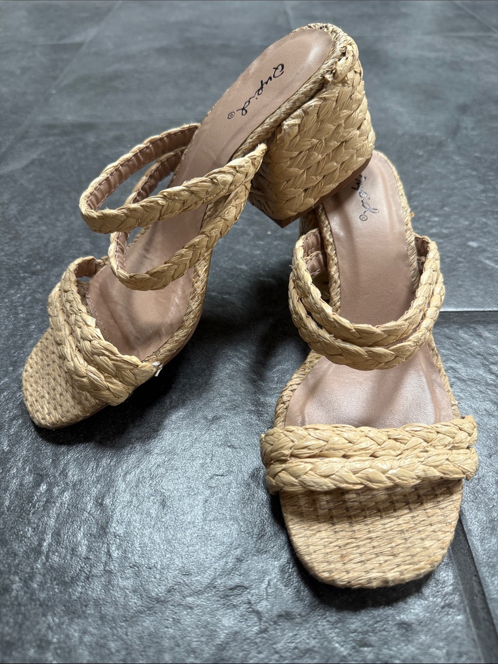 Qupid Rattan Heeled Sandals